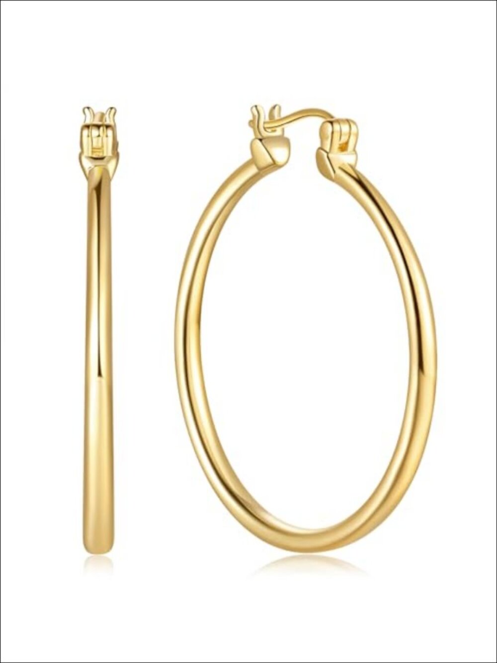 14K Gold Hoop Earrings for Women 34.5mm Latch Back